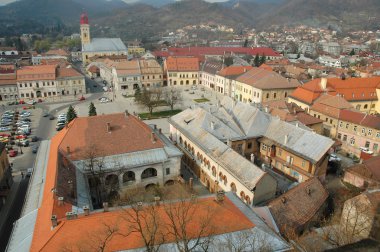 Aerial view of Baia Mare city, Romania. View from the city tower clipart