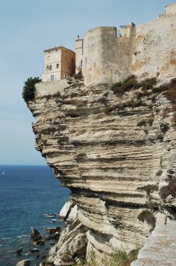 Bonifacio eski şehir sea cliff, corsica, Fransa