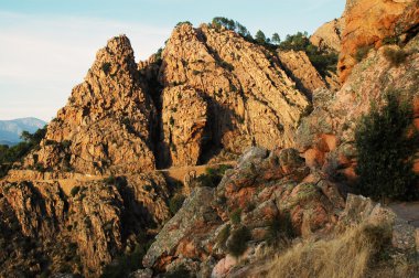 e calanque di piana, Korsika'da Granit kayalar