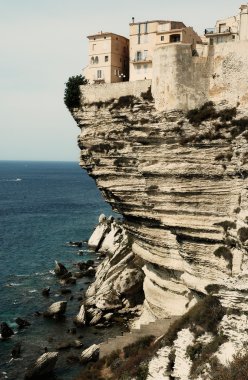 Bonifacio old town on sea cliff, Corsica, France clipart