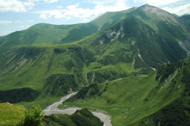 Georgian Military Highway, Caucasus, border between Georgia and Russia clipart