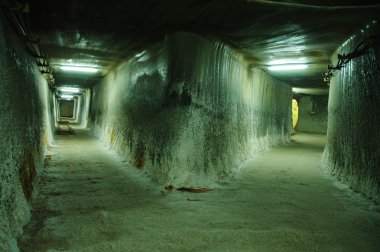 Salt mine corridors in Turda, Romania clipart