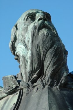 Sculpture detail of the King Mathias statue group. Cluj Napoca, Romania clipart