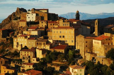Late afternoon lights in Speloncato village, Corsica clipart