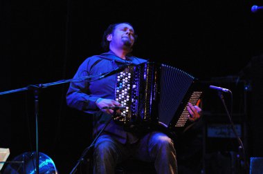 Accordion player perform live clipart