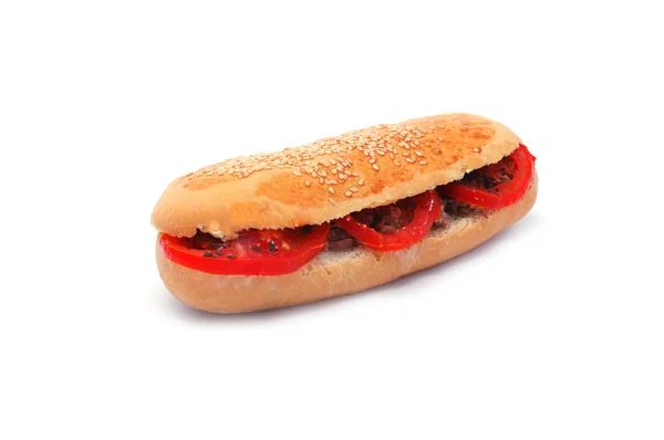 Baguette with tuna and tomato — Stock Photo, Image