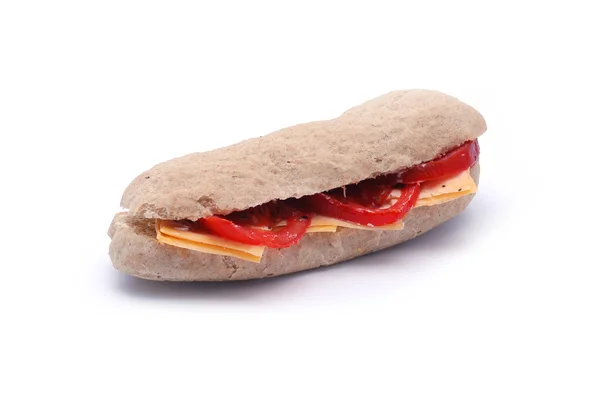 Baguette with cheese and tomato — Stock Photo, Image