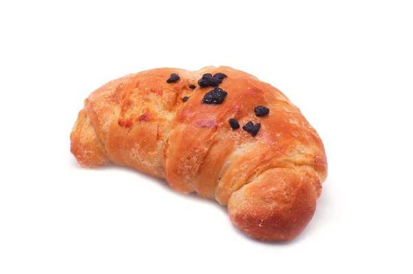 Jeden čerstvý croissant, měkké stínem izolovaných na bílém — Stock fotografie