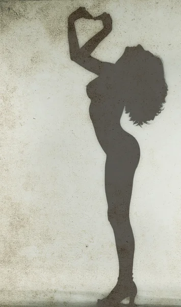 Σκιαγραφία από μια γυμνή γυναίκα — Φωτογραφία Αρχείου