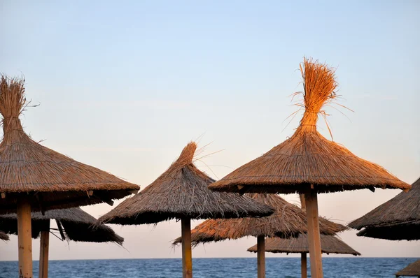 stock image Beach umbrellas at Vama Veche, Romania