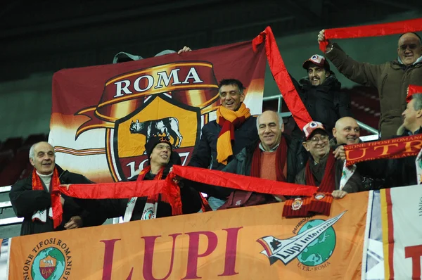 Italian fans of AS Roma — Stock Photo, Image