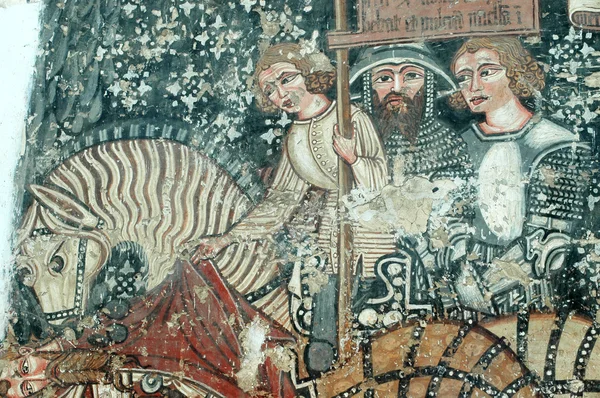 Antiguo fresco, murales — Foto de Stock