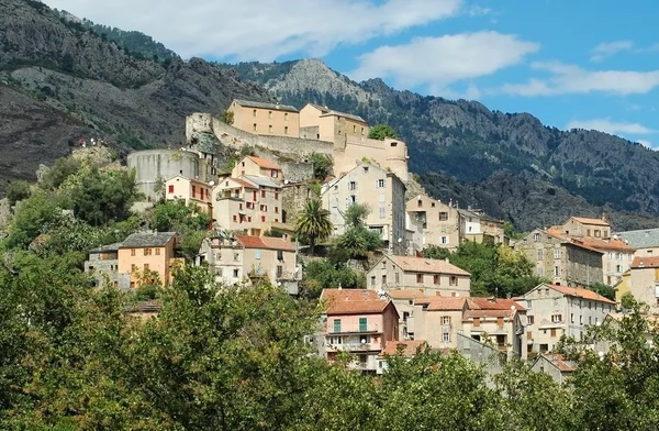 The citadel and the city of Corte in Corsica Stock Image
