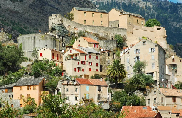 The citadel and the city of Corte in Corsica Royalty Free Stock Images