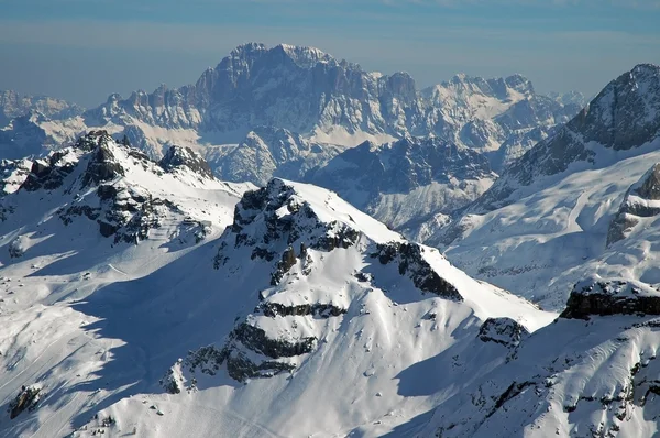 Ski-oord in de Dolomieten, dolomiti - Italië in de winter Rechtenvrije Stockfoto's