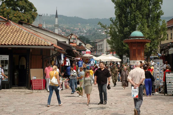 Régi town Baščaršija, Szarajevó bazár — Stock Fotó