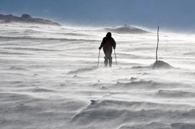 Alone alpine touring skier clipart