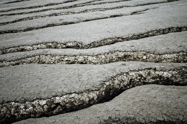 stock image Bad land, close up on dry cracked land