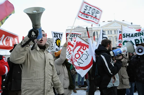 Protestando contra el ACTA — Foto de Stock