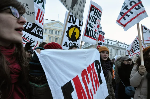 Протест против АСТА — стоковое фото