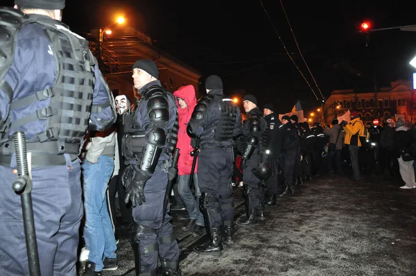 Unidad especial de policías contra manifestantes — Foto de Stock
