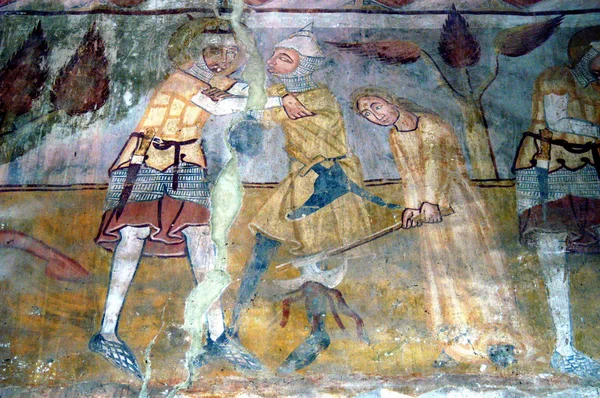Oude fresco, muurschilderingen in ghelinta — Stockfoto