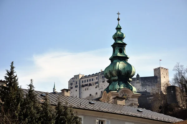 Věž kostela Salzburg, Rakousko — Stock fotografie