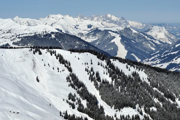 Comprensorio sciistico Zell am See, Alpi austriache in inverno — Foto Stock