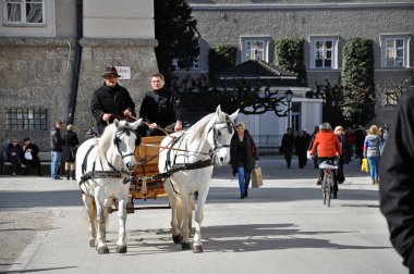 at arabası turistler de salzburg, Avusturya ile tahrik