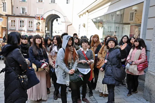 stock image A group of Japanese tourists in Salzburg, Austria