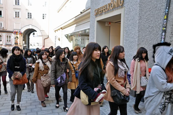 stock image A group of Japanese tourists in Salzburg, Austria