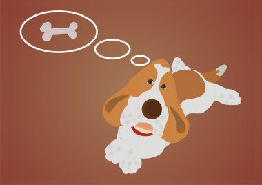 Charming dog dreaming about bonelet clipart