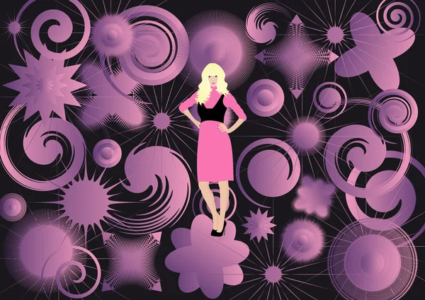 Jeune belle femme posant en rose — Image vectorielle
