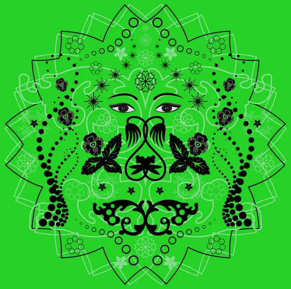 Abstrakt grön och svart bakgrund med vackra ögon — Stock vektor
