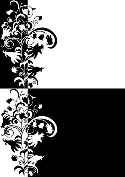 Adorno floral abstracto en colores blanco y negro — Vector de stock