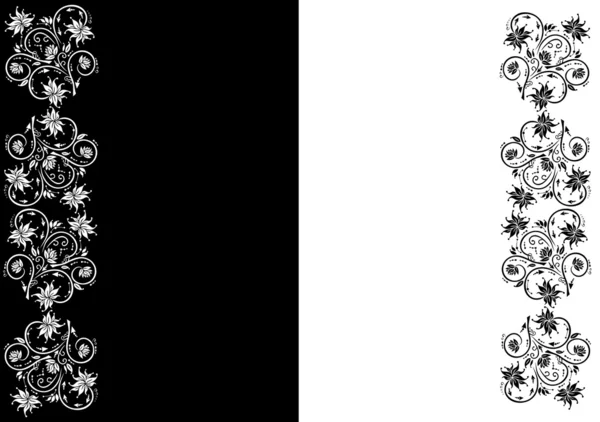 抽象花卉装饰在黑色和白色的颜色 — 图库矢量图片