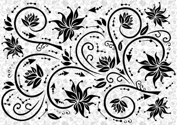 Αφηρημένη μαύρο floral στολίδι — Διανυσματικό Αρχείο