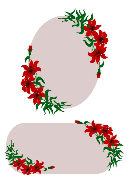 Krásné červené lilie dekorace — Stockový vektor