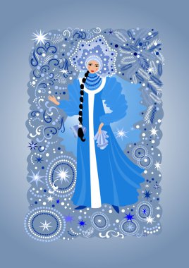 Beautiful snow maiden with background clipart