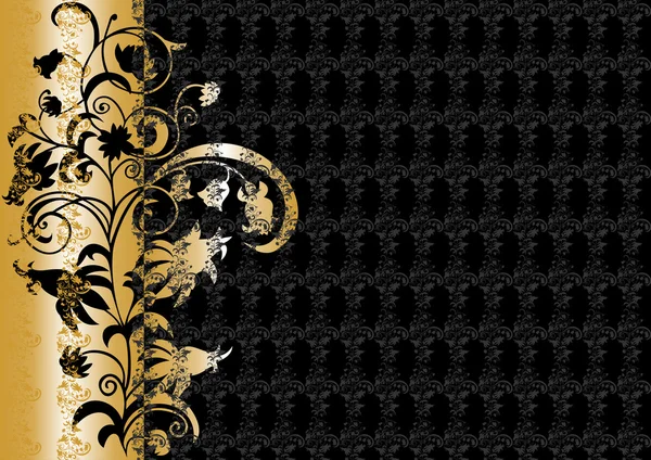 Abstract floral ornament in black and gold colors — Διανυσματικό Αρχείο