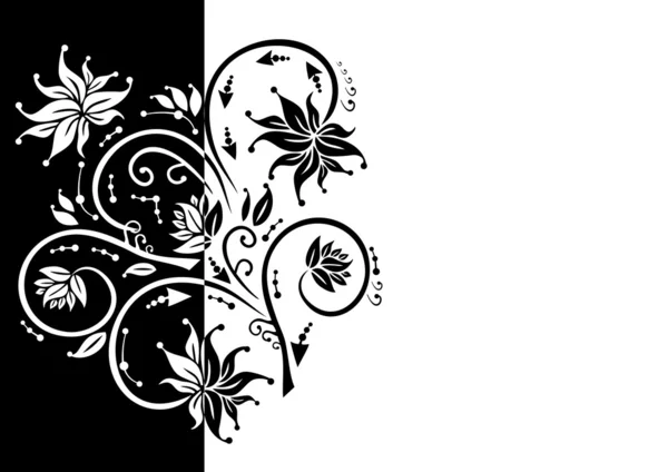 Abstract floral ornament in black and white colors — Stock Vector