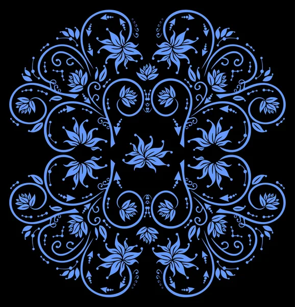 Abstract floral ornament in blue color — Stock Vector