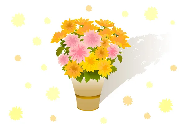 Bouquet de belles asters jaunes et roses — Image vectorielle