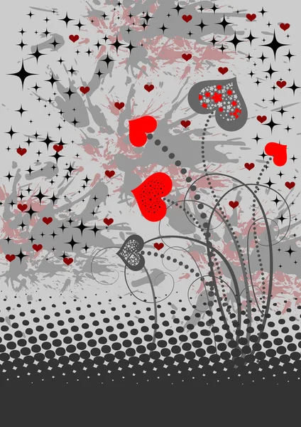 Fond abstrait avec des cœurs rouges — Image vectorielle