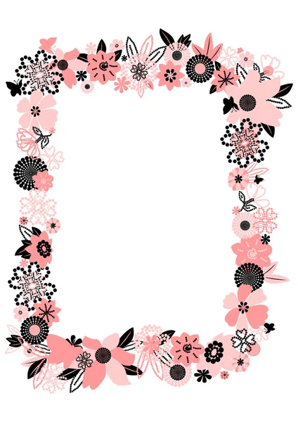 Cadre de fleurs et de papillons abstraits — Image vectorielle
