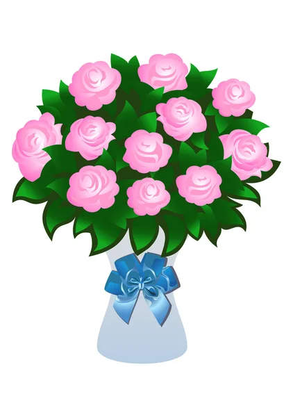 Krásné růžové růže s lukem — Stockový vektor