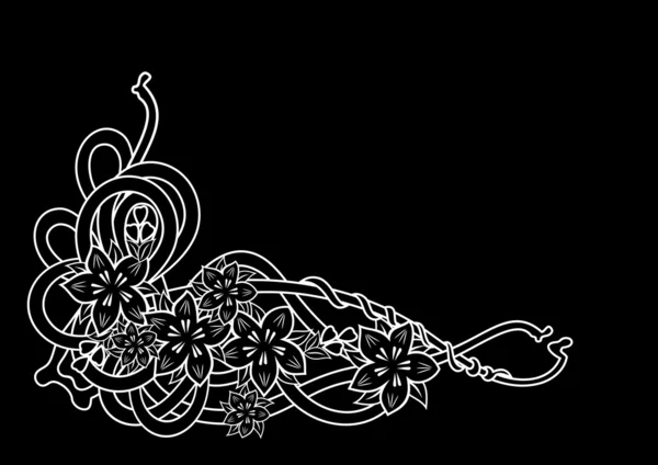 抽象的な黒花コーナー — ストックベクタ