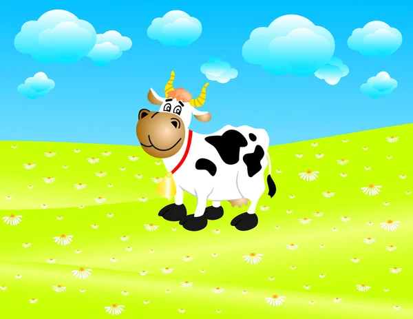 Krowa na łące — Wektor stockowy
