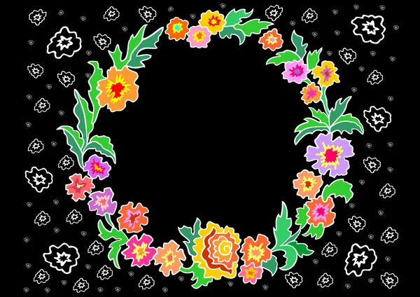 Wreath from abstract flowers — Stock Vector
