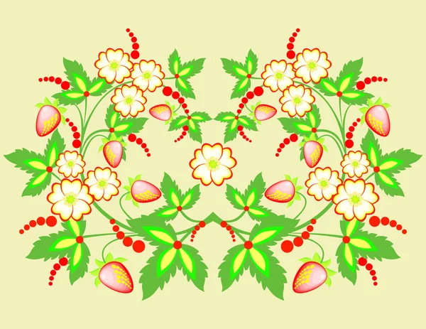 Fleurs et fraises abstraites — Image vectorielle